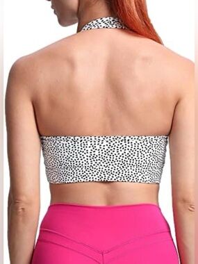 Spot Halter Sports Bra - White & Black